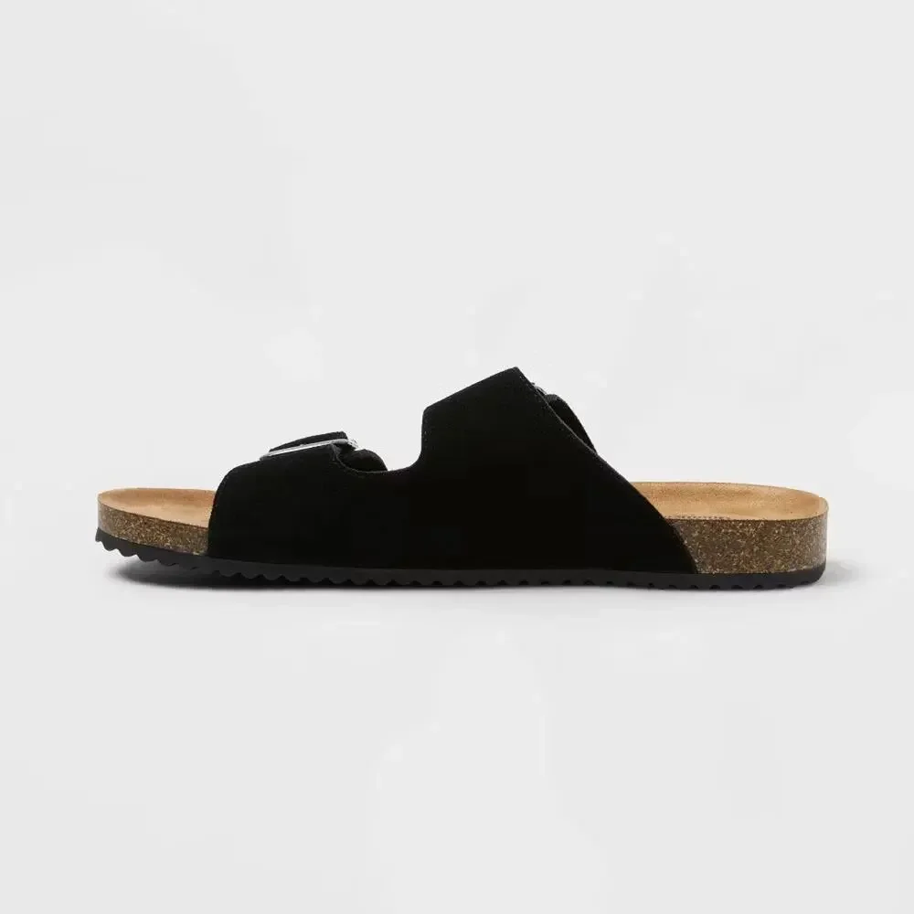 Mens Saul Suede Two Bands Sandals - Goodfellow - Black